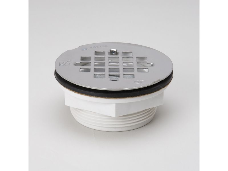 B&K 133-102 PVC 2" Quick Caulking Shower Drain 4-1/2" Stainless Steel Grid