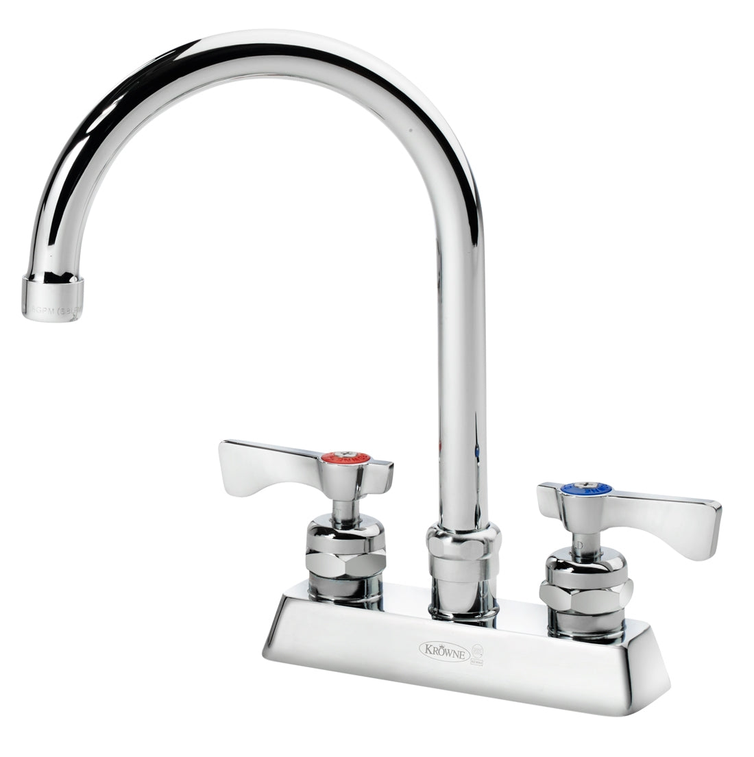 Krowne 15-301L Royal Series 4" Center Deck Mount Faucet with 6" Wide Gooseneck Spout