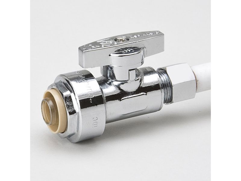 Chrome Plated Brass 1/2" Push Fit x 3/8" COMP Straight Stop