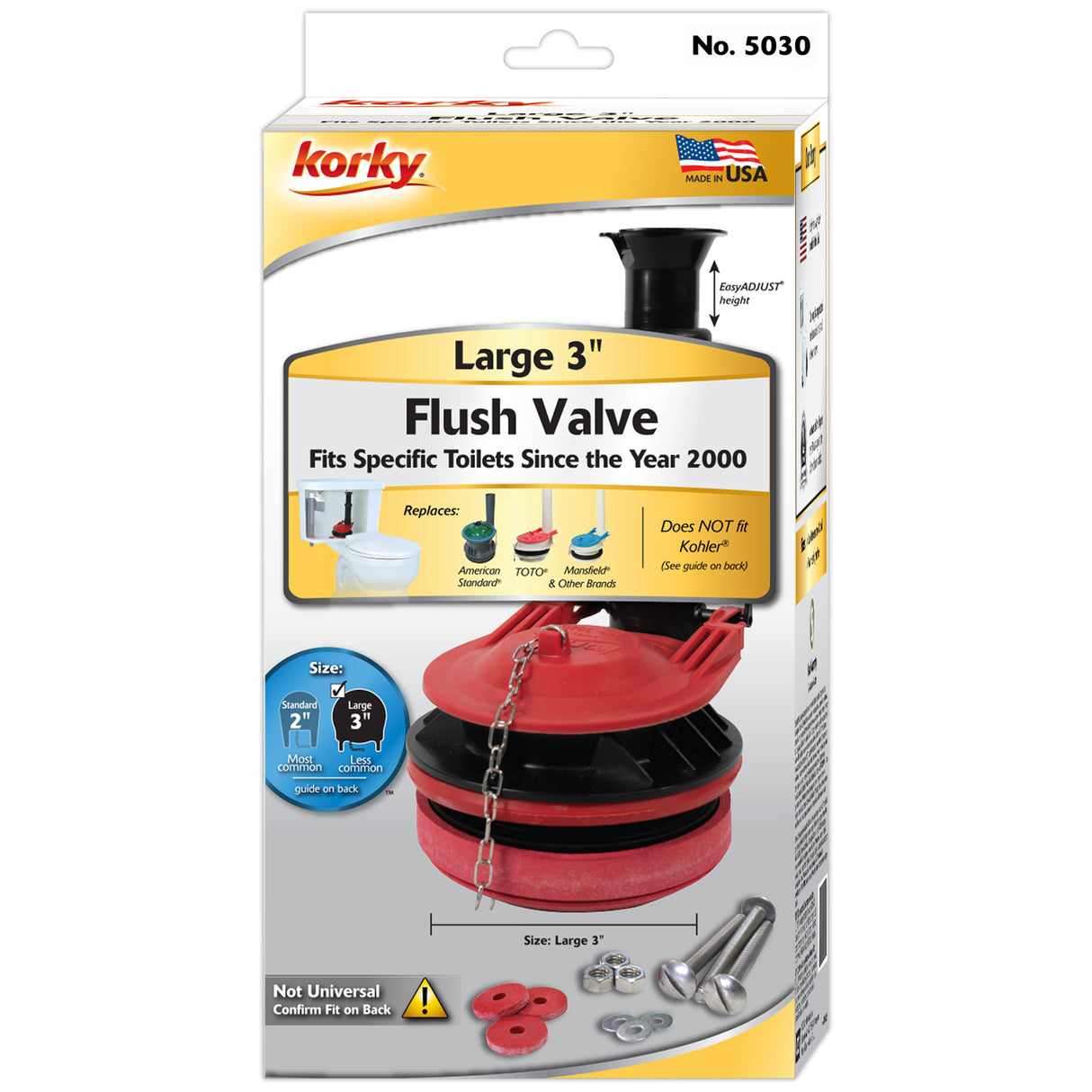 Korky 5030BP Large 3" & 4" Toilet Flush Valve & Tank to Bowl Gasket Kit