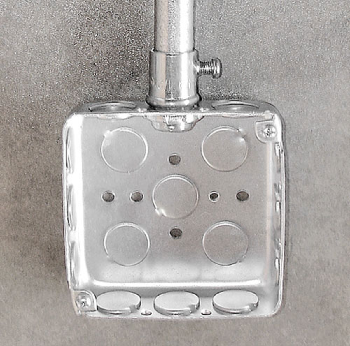 4" Square Drawn Steel Electrical Box – 1‑1/4" Deep, 1/2" Knockouts