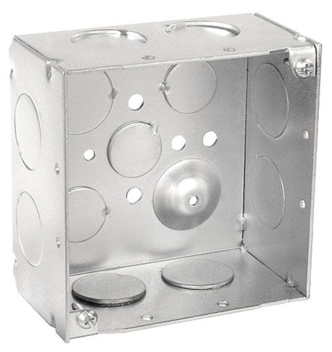 4" Square Welded Extension Electrical Box – 2-1/8" Deep, w/ 3/4" Conduit KO’s