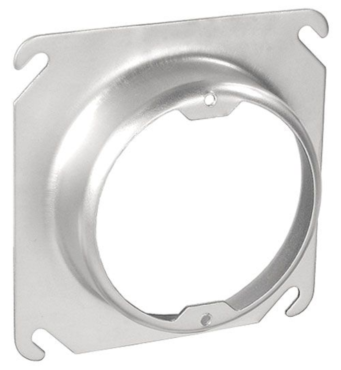 4" Square to 2‑3/4" Round Fixture Ring, Raised 3/4", Galvanized Steel