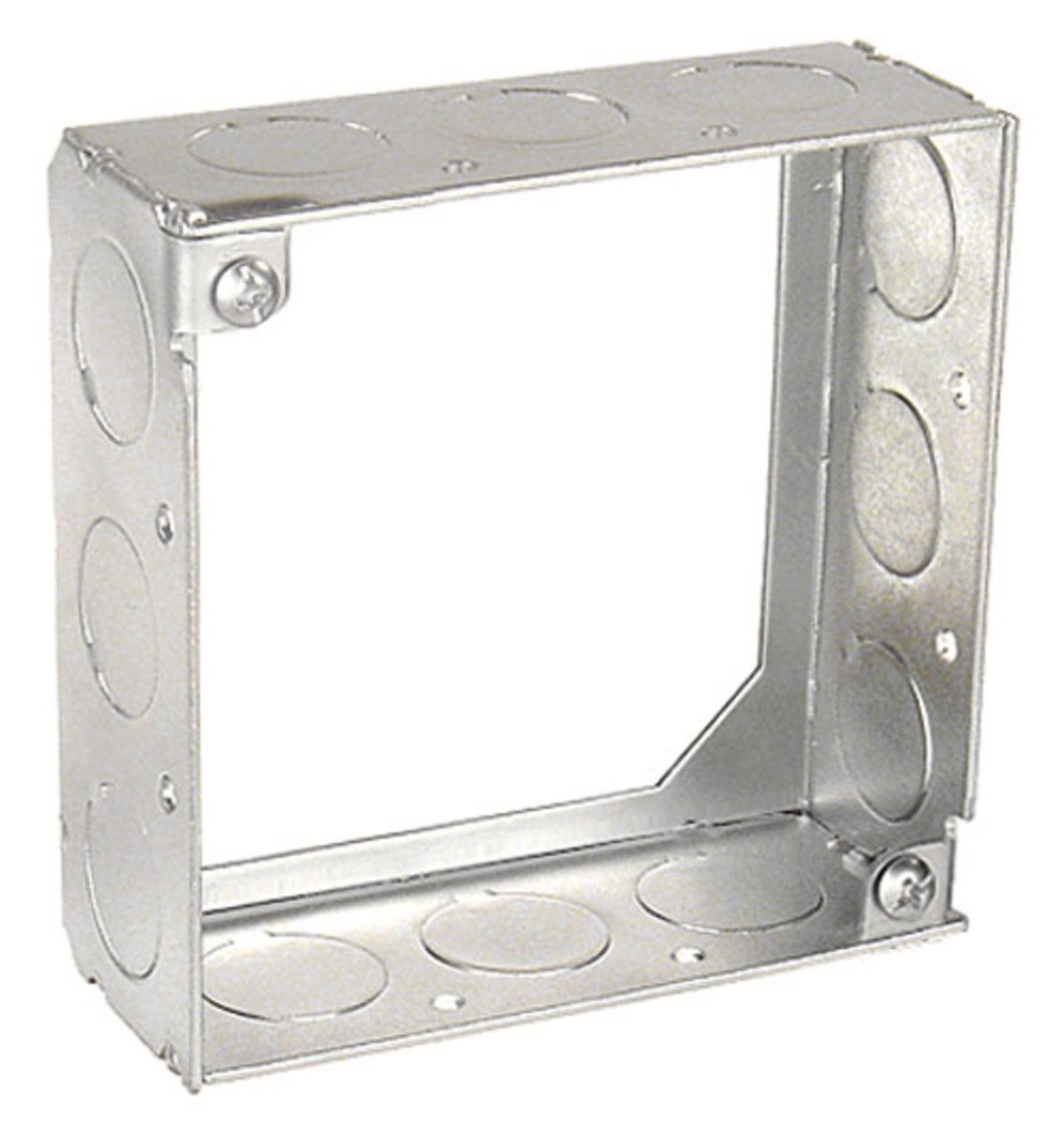 4" Square Welded Extension Electrical Box – 1-1/2" Deep, w/ 1/2" Conduit KO’s