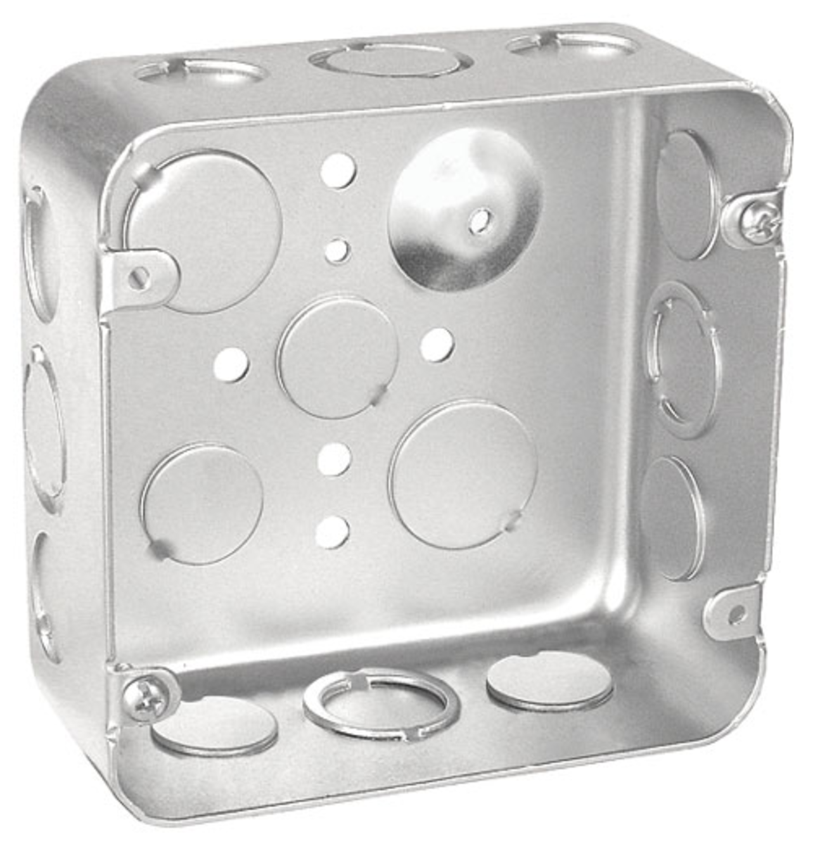 4‑11/16" Square Drawn Steel Box – 1‑1/2" Deep, w/ 1/2" & 3/4" KO’s