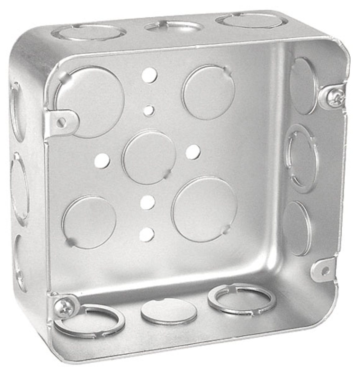 4‑11/16" Square Drawn Steel Box – 2‑1/8" Deep, w/ 1/2" & 3/4" KO’s