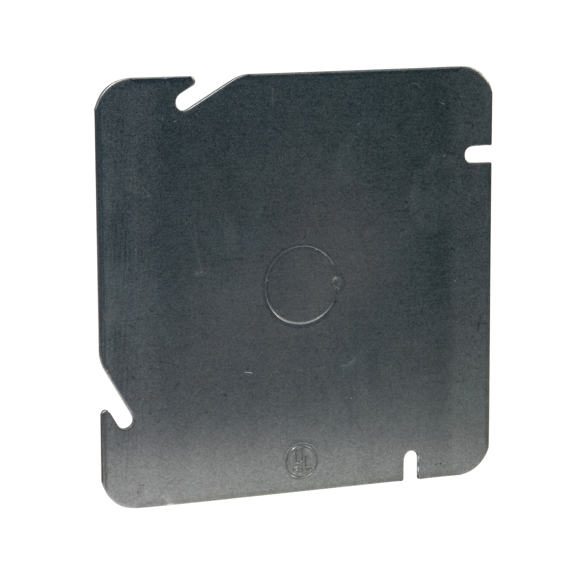 4‑11/16" Square Blank Cover with 1/2" Knockouts, Galvanized Steel