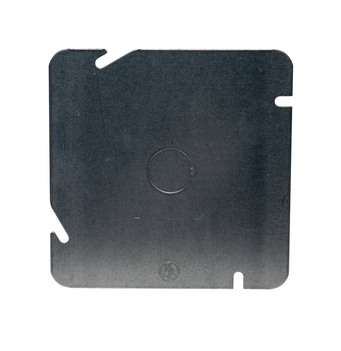 4‑11/16" Square Blank Cover with 1/2" Knockouts, Galvanized Steel