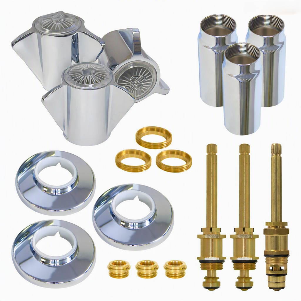 Sayco 3‑Handle Tub & Shower Chrome Rebuild Kit by Kissler