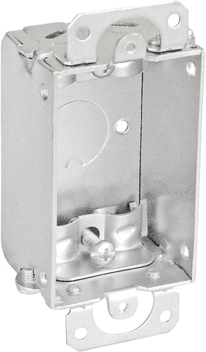 3" x 2" Steel Switch Box, 1‑1/2 Inch Deep with NM Clamps and Plaster Ears