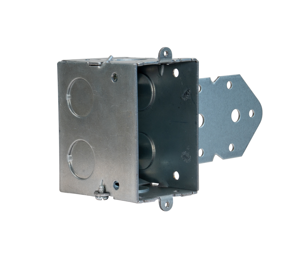 3" x 2" Steel Switch Box, 2‑1/2 Inch Deep with Romex Clamps, Conduit Knockouts, and Plaster Ears