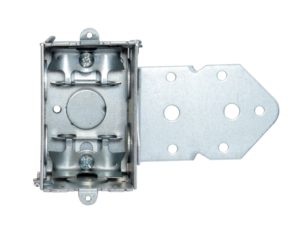 3" x 2" Steel Switch Box, 2‑1/2 Inch Deep with Romex Clamps, Conduit Knockouts, and Plaster Ears