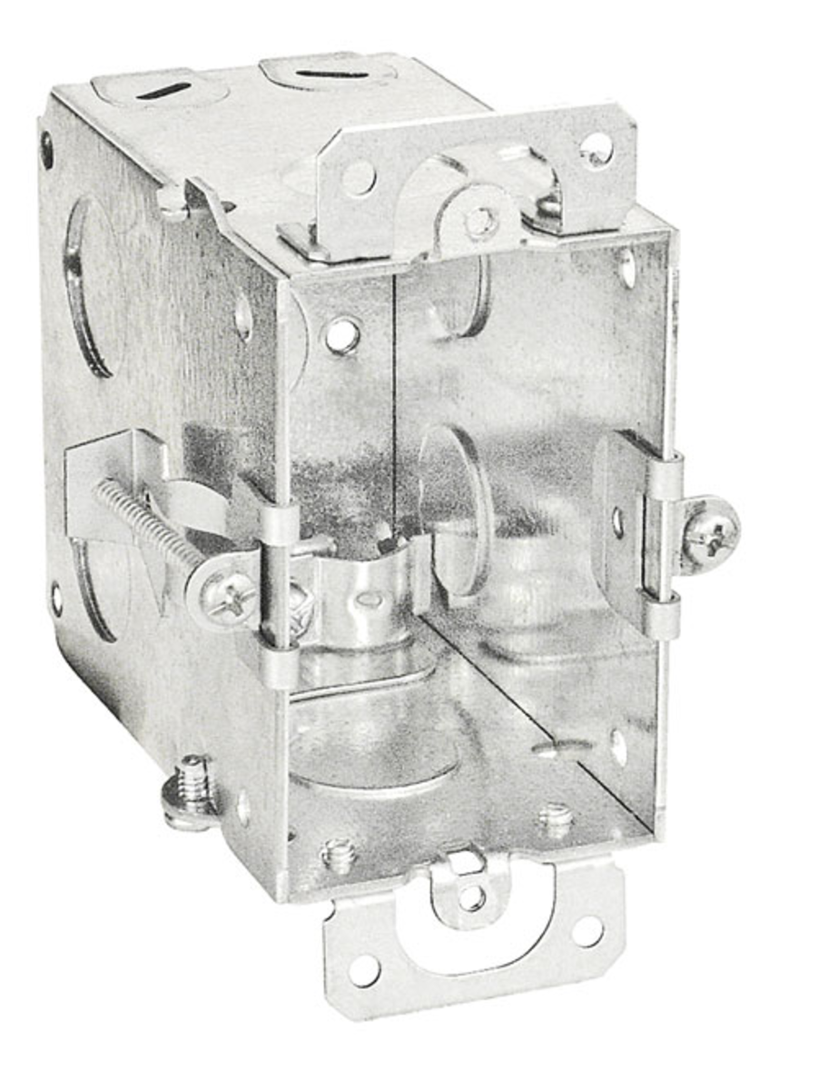 3" x 2" Old Work Steel Switch Box, 2‑1/2 Inch Deep with Romex Clamps, Plaster Ears, and Old‑Work Clips