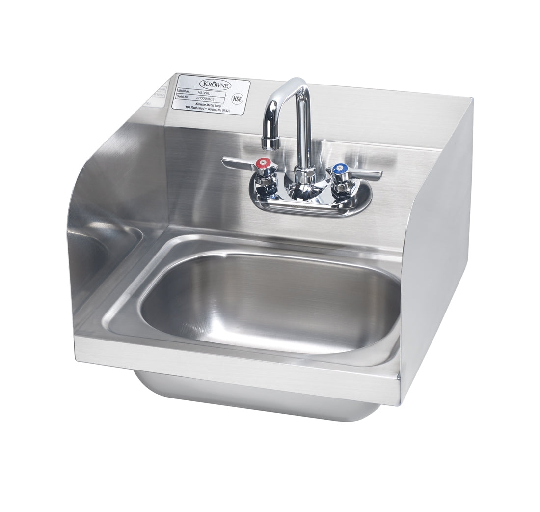 Krowne HS-26L 17-1/4"W Hand Sink with Side Splashes