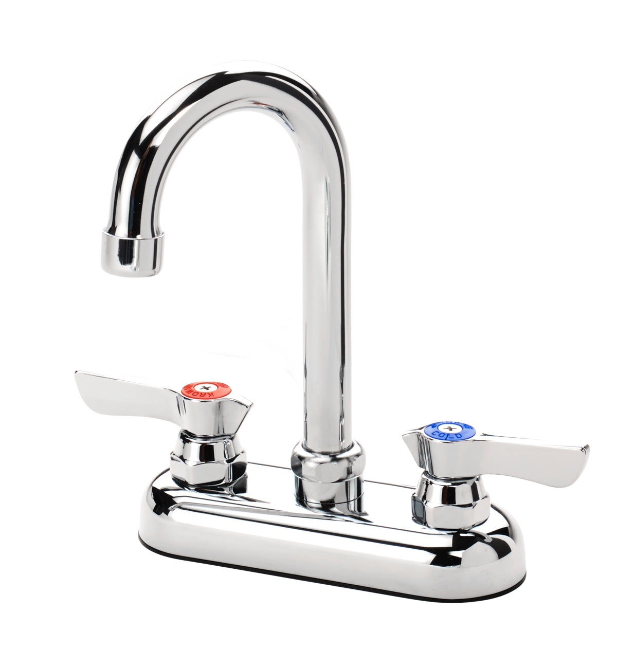 Krowne 11-400L Silver Series 4" Center Deck Mount Faucet with 3-1/2" Wide Gooseneck Spout