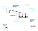 Krowne 14-812L Royal Series 8" Center Wall Mount Faucet with 12" Spout