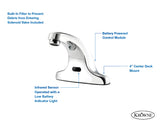 Krowne 16-197 Royal Series 4" Center Deck Mount Sensor Faucet, Battery Operated, Mechanical Mixing Valve, 0.5 GPM Aerator
