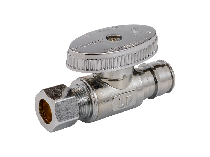 Chrome Plated Brass 1/2" PEX A x 3/8" COMP Straight Stop
