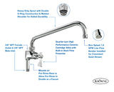 Krowne 21-139L Royal Series Add-On Faucet with 12" Spout for Pre-Rinse