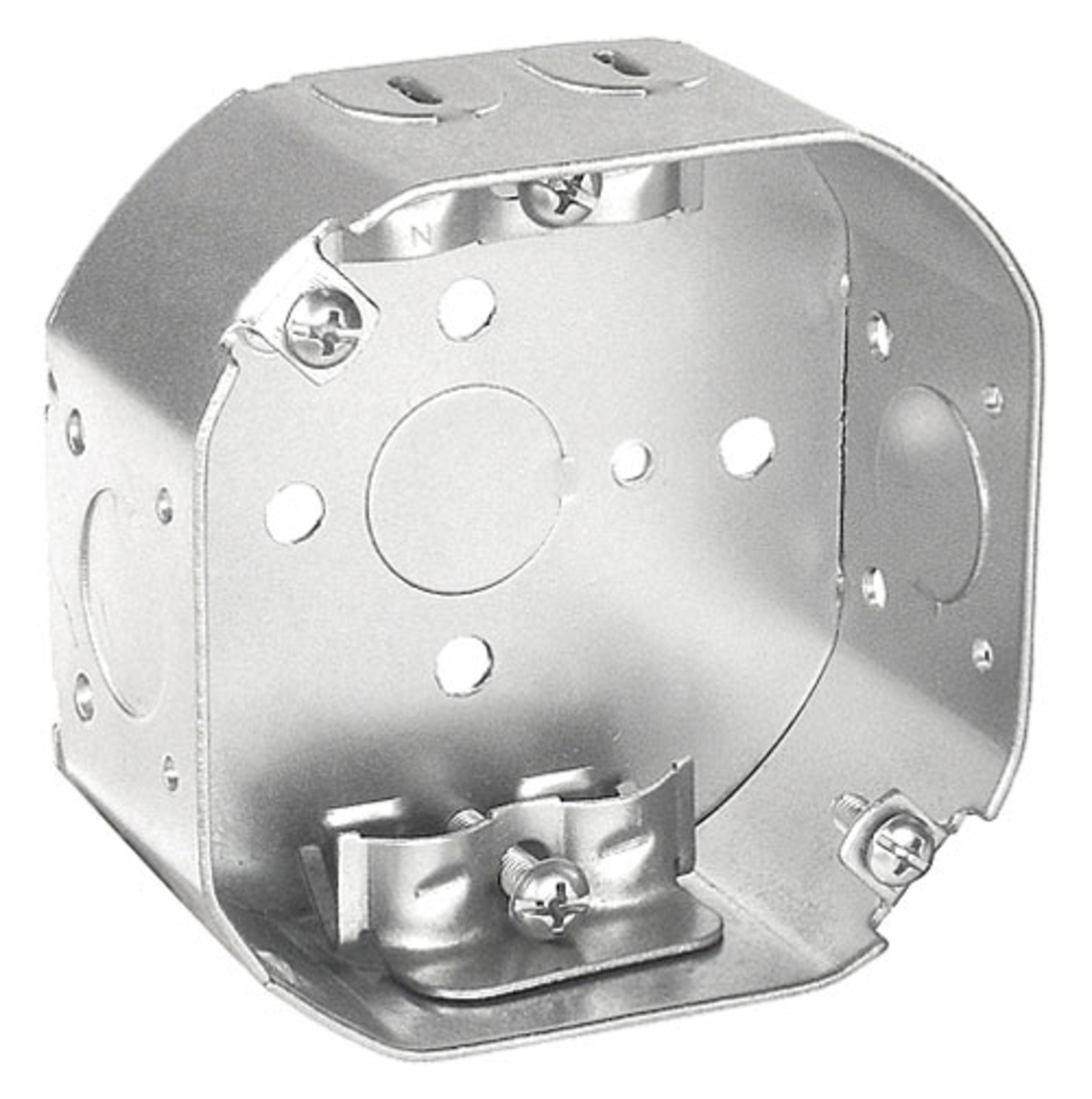 4" Octagon Steel Electrical Box – 1-1/2" Deep with Romex Connector and 1/2" Knockouts