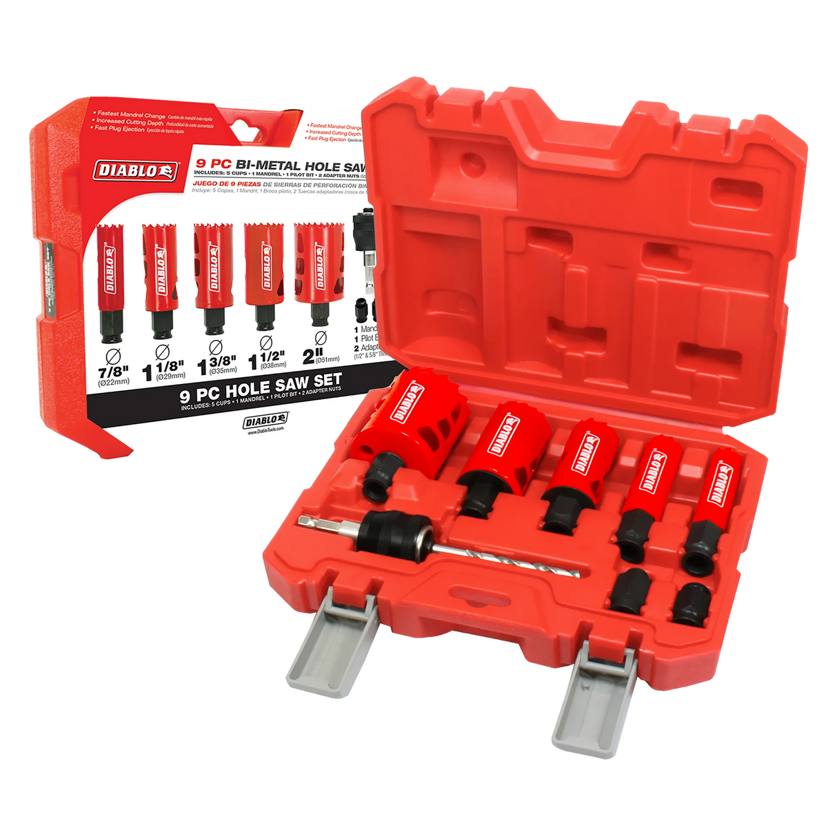 Diablo 9 Piece General Purpose Bi-Metal Hole Saw Set