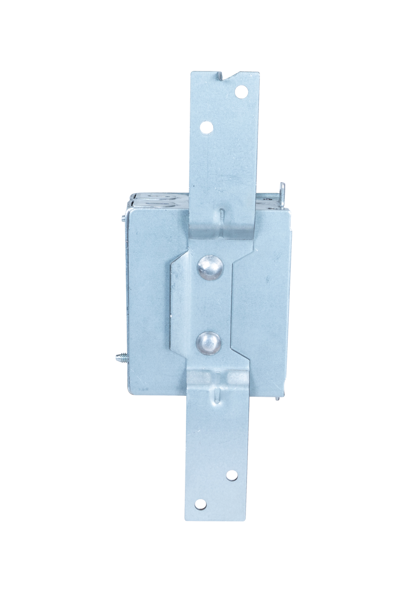 3" x 2" Steel Switch Box, 2‑1/2 Inch Deep with MC/BX Clamps, 1/2" Knockouts, and F‑Bracket (Face‑Mount)