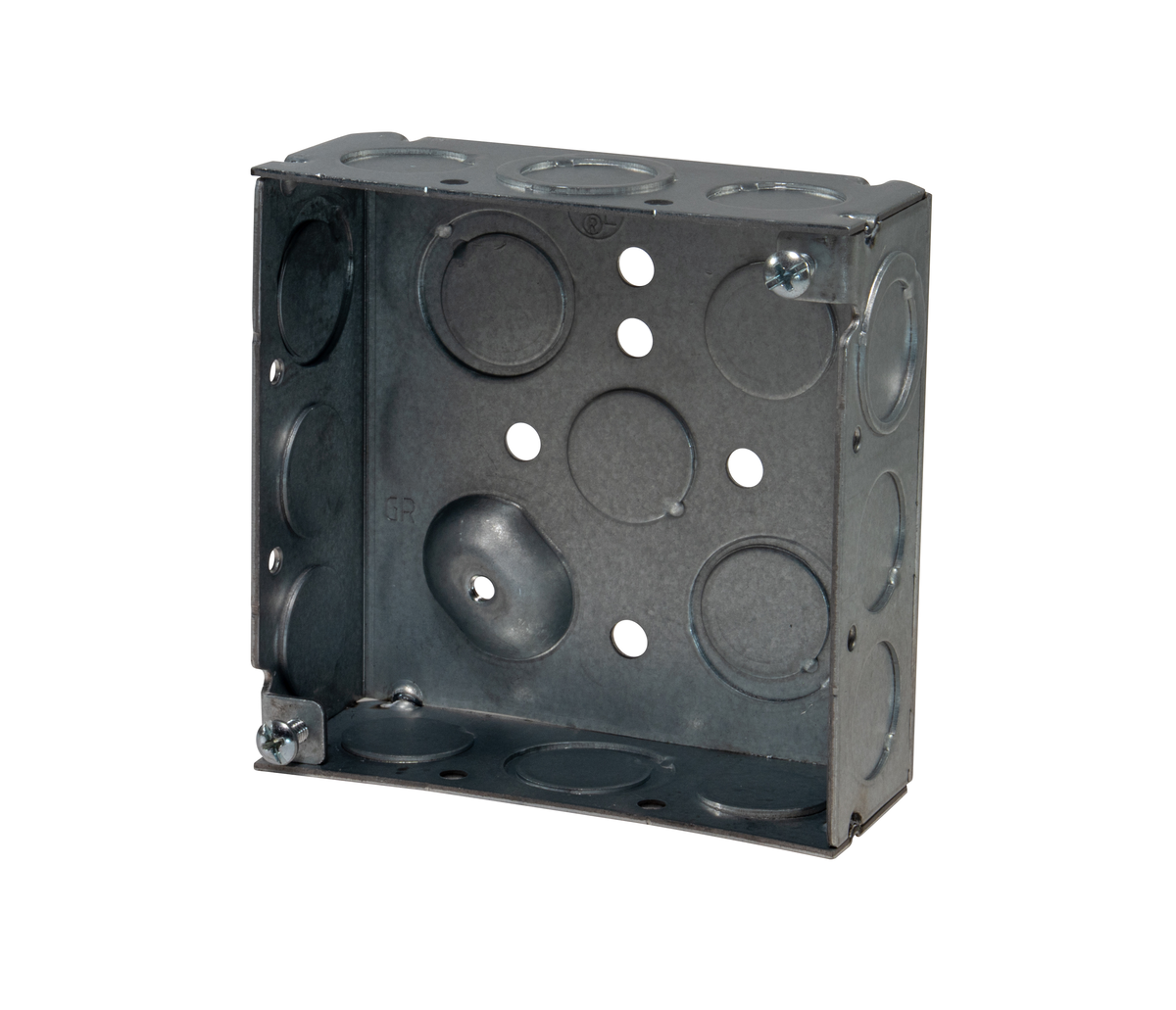4" Square Welded Steel Electrical Box – 1‑1/2" Deep, 1/2" & 3/4" Conduit KO’s