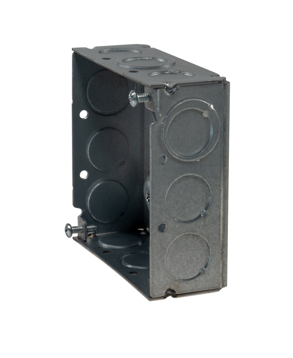 4" Square Welded Steel Electrical Box – 1‑1/2" Deep, 1/2" & 3/4" Conduit KO’s