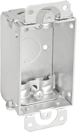 3" x 2" Steel Switch Box, 1‑1/2 Inch Deep with NM Clamps and Plaster Ears