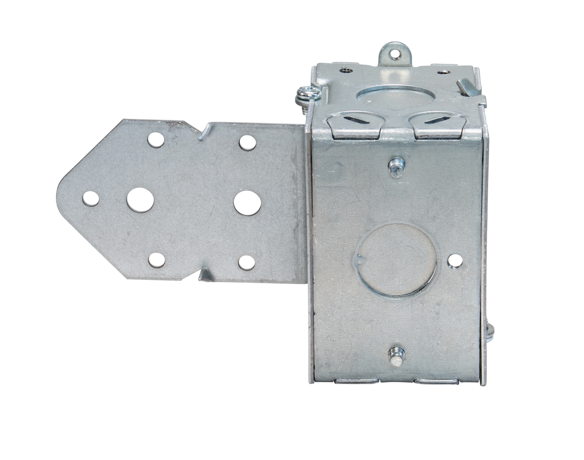 3" x 2" Steel Switch Box, 2‑1/2 Inch Deep with Romex Clamps, Conduit Knockouts, and Plaster Ears