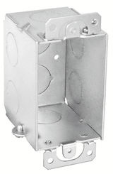 3" x 2" Steel Switch Box, 2‑1/2 Inch Deep with Conduit Knockouts and Plaster Ears