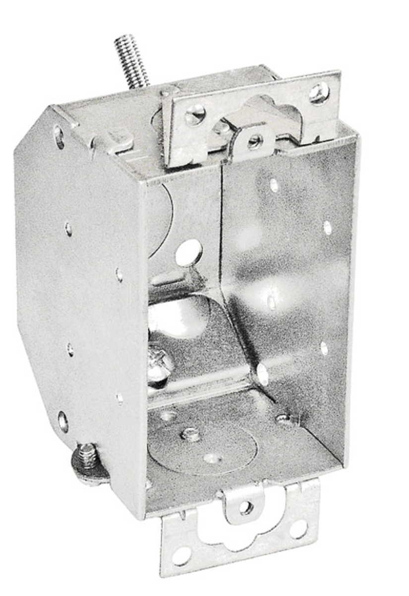 3" x 2" Steel Switch Box, 2‑1/4 Inch Deep with Romex Clamps, Conduit Knockouts, and Plaster Ears