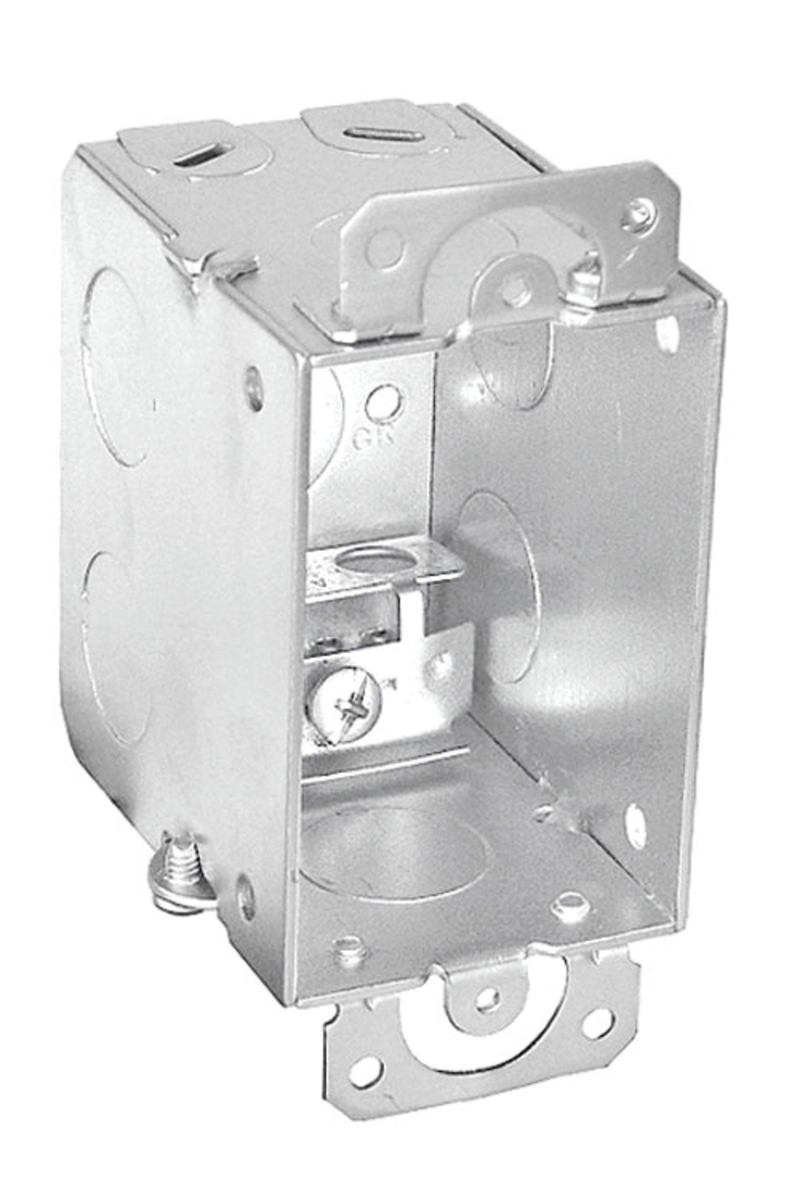 3" x 2" Steel Switch Box, 3‑1/2 Inch Deep with MC/BX Cable Clamps and Plaster Ears